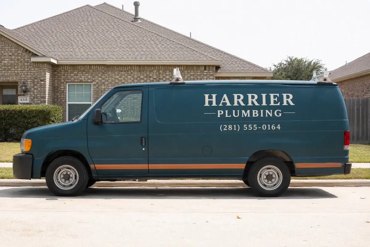 Illustrative teal Harrier van with a copper stripe.