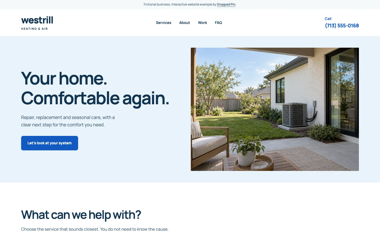Westrill Heating and Air concept website